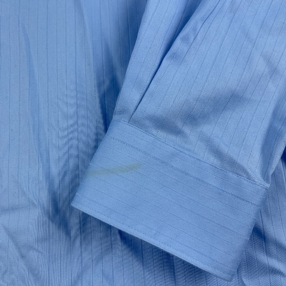 Kenneth Cole Reaction Button Up Shirt Mens Large 16 34/35 Blue Wrinkle Free - Picture 8 of 9